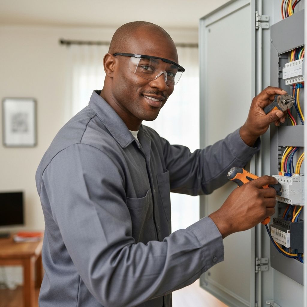 Electrical technician at work