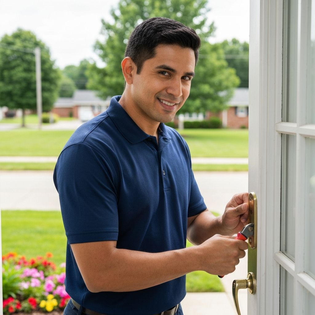 Locksmith technician at work