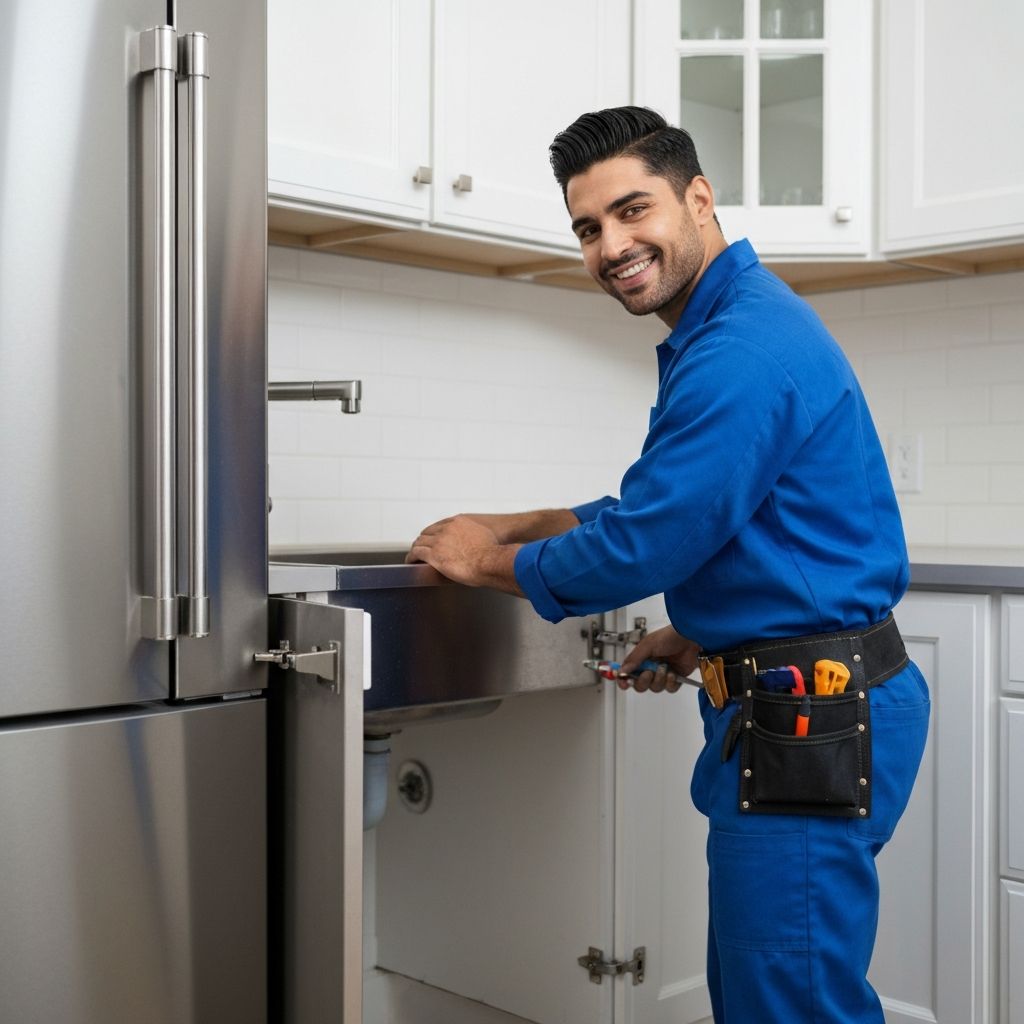 Plumbing technician at work